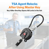 Forge TSA Approved Luggage Locks Ultra - Secure Dimple TSA006 Key Travel Locks with Zinc Alloy Body - Black 2 Cable Locks