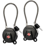 Forge TSA Approved Luggage Locks Ultra - Secure Dimple TSA006 Key Travel Locks with Zinc Alloy Body - Black 2 Cable Locks
