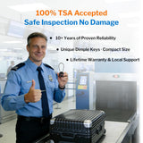 Forge TSA Approved Luggage Locks Ultra - Secure Dimple TSA006 Key Travel Locks with Zinc Alloy Body - Black 2 Cable Locks