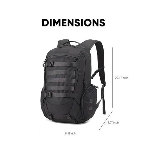 Fortune Edge 35L Tactical Backpack for Men, MOLLE Military Bug Out Bag, Waterproof Rucksack for Hiking with Hydration Port Black