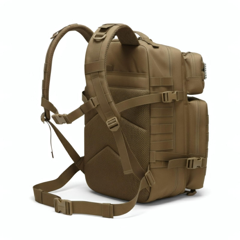 Fortune Edge Military Tactical Backpack for Men and Women Molle 45L Large Army 3 Days Assault Pack Bug Out Bag Water Resistant and Heavy Duty Hiking Camping Treeking Rucksack - Tan