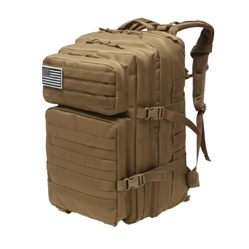 Fortune Edge Military Tactical Backpack for Men and Women Molle 45L Large Army 3 Days Assault Pack Bug Out Bag Water Resistant and Heavy Duty Hiking Camping Treeking Rucksack - Tan