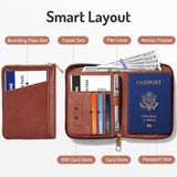 Forvencer Passport Holder Cover with Safe Zipper Closure, Premium Passport Wallet for Travel, Sleek RFID Blocking Card Case, Waterproof Travel Accessories for Men, Brown