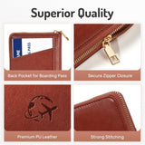 Forvencer Passport Holder Cover with Safe Zipper Closure, Premium Passport Wallet for Travel, Sleek RFID Blocking Card Case, Waterproof Travel Accessories for Men, Brown