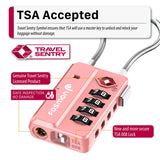 Fosmon Luggage Locks TSA Approved for Luggage & Suitcase, 4 Digit Mini Cable Locks Long Wire Padlock with 4 Combinations and Easy Reset Switch for Travel, Gym Locker, Gun Case, Backpack Zipper - 4 Pack