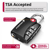 Fosmon TSA Approved Locks for Luggage. Suitcase Locks with Open Alert Indicator, 3 Digit Combination Padlock with Alloy Body for Travel, Backpack Zipper Anti Theft, Locker, Gym, Gun Case, Tent - 4 Pack