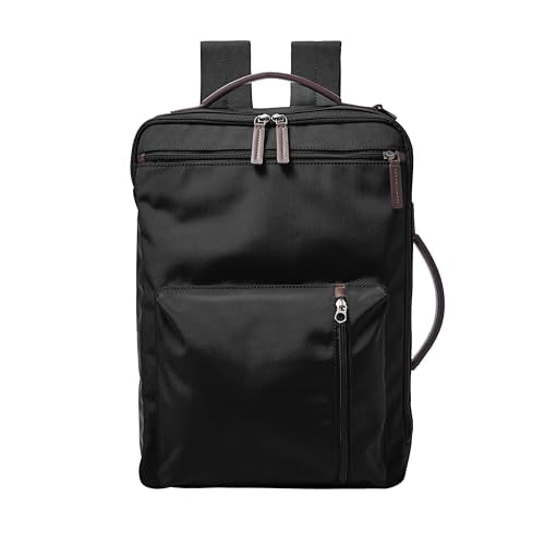 Fossil Men's Buckner Fabric Medium Convertible Travel Backpack and Briefcase Messenger Bag, Black, (Model: MBG9519001)