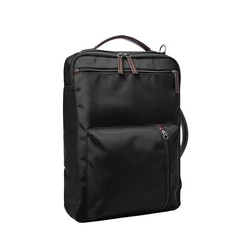 Fossil Men's Buckner Fabric Small Convertible Travel Backpack and Briefcase Messenger Bag, Black , (Model: MBG9475001)