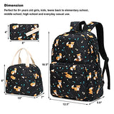 Fox Girls School Backpacks for Kids Teens, 3-in-1 School Bag Bookbags Set with Lunch Bag Pencil Case