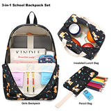 Fox Girls School Backpacks for Kids Teens, 3-in-1 School Bag Bookbags Set with Lunch Bag Pencil Case