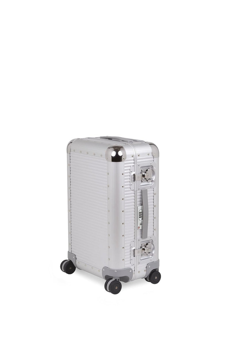 FPM MILANO Bank S 30" Made in Italy Aluminum Sport Check - in Luggage - Hardside Framed Cabin Suitcase with 4 Spinner Wheels - Moonlight Silver