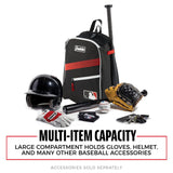 Franklin Sports MLB Baseball Batpack Bag - Youth Baseball, Softball and Teeball Bag - Equipment Backpack For Sports - Holds (2) Bats - Black/Red/White