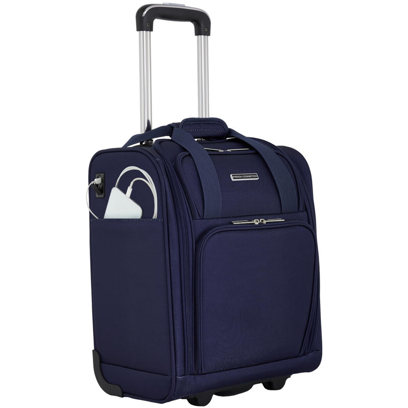 French Connection 16" Underseat Carry - On Luggage with USB/USB - C Ports, Blue Depths