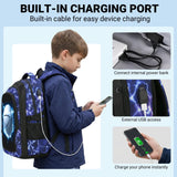 FRMARCH School Backpack for Boys - Basketball Boys Backpack for Kids Teens Elementary Middle School，18" Large Capacity Waterproof Bookbag with Usb Charging Port, Travel Daypack for age 6 - 18
