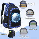 FRMARCH School Backpack for Boys - Basketball Boys Backpack for Kids Teens Elementary Middle School，18" Large Capacity Waterproof Bookbag with Usb Charging Port, Travel Daypack for age 6 - 18