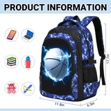 FRMARCH School Backpack for Boys - Basketball Boys Backpack for Kids Teens Elementary Middle School，18" Large Capacity Waterproof Bookbag with Usb Charging Port, Travel Daypack for age 6 - 18