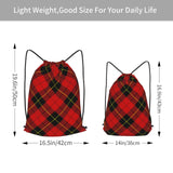 FSQDJLU Red Black Plaid Speck Drawstring Backpack Bag Sports Gym Sackpack for Women Men Small