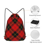 FSQDJLU Red Black Plaid Speck Drawstring Backpack Bag Sports Gym Sackpack for Women Men Small