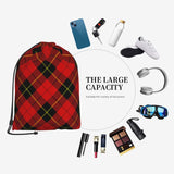 FSQDJLU Red Black Plaid Speck Drawstring Backpack Bag Sports Gym Sackpack for Women Men Small