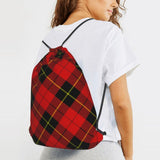 FSQDJLU Red Black Plaid Speck Drawstring Backpack Bag Sports Gym Sackpack for Women Men Small