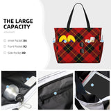 FSQDJLU Red Black Plaid Speck Tote Bag for Women, Large Capacity Handbag with Compartment, Lightweight Shoulder Bag for Travel Work Gym