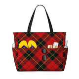 FSQDJLU Red Black Plaid Speck Tote Bag for Women, Large Capacity Handbag with Compartment, Lightweight Shoulder Bag for Travel Work Gym