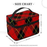 FSQDJLU Red Black Plaid Speck Travel Makeup Bag Large Capacity Cosmetic Bag Portable Toiletry Bag