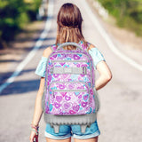 FTJCF 3pcs Rolling Backpack for Girls, 19 Inche Adult Bag with Roller Wheels, Wheeled Bookbag Set for Women - PinkGrey
