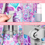 FTJCF 3pcs Rolling Backpack for Girls, 19 Inche Adult Bag with Roller Wheels, Wheeled Bookbag Set for Women - PinkGrey