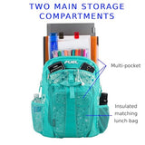 FUEL Backpack with Lunch Bag Bundle, Turquoise - Star Print