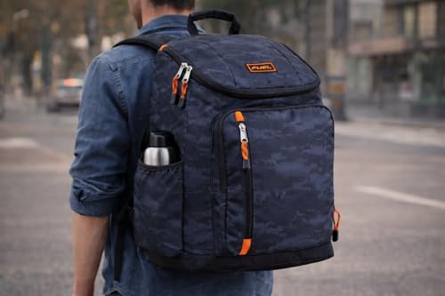 FUEL Durable Top Loader Outdoor Backpack w/Adjustable Straps, Multiple Compartments, Perfect for Travel, Hiking, Work, Classroom, Commuting - Static Camo