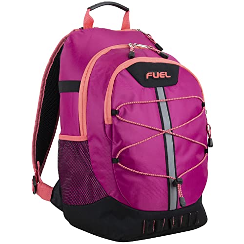 FUEL Hiking Backpack for Women Men Terra Sport, Travel, College, Gym, Work with Laptop Sleeve, Bungee, 18 Inches, Magenta Orchid | Backpacks4Less