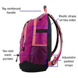 FUEL Hiking Backpack for Women Men Terra Sport, Travel, College, Gym, Work with Laptop Sleeve, Bungee, 18 Inches, Magenta Orchid