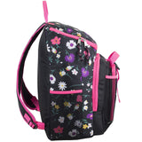 FUEL Top Loader Backpack with Lunch Box Combo – 18” Two Compartment Water Resistant Durable Adjustable Straps with Side Water Bottle Pockets 2 in 1 Set – Black & Pink Flowers