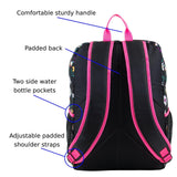 FUEL Top Loader Backpack with Lunch Box Combo – 18” Two Compartment Water Resistant Durable Adjustable Straps with Side Water Bottle Pockets 2 in 1 Set – Black & Pink Flowers