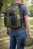 FUEL Top Loader Lunch Backpack Set Water Resistant Backpack Bookbag Bag Soft Reusable Insulated Cooler Box Thermal Travel Office Bag, Army Green