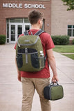 FUEL Top Loader Lunch Backpack Set Water Resistant Backpack Bookbag Bag Soft Reusable Insulated Cooler Box Thermal Travel Office Bag, Army Green