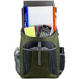 FUEL Top Loader Lunch Backpack Set Water Resistant Backpack Bookbag Bag Soft Reusable Insulated Cooler Box Thermal Travel Office Bag, Army Green