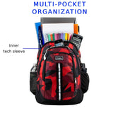 FUEL Travel Laptop Carry On Backpack Sport Shock Multi Large Compartments for College Bookbag, Hiking, Work, 18.5 x 13 x 7 Inches, Red Camouflage