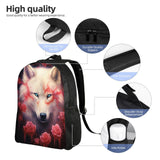 Funny Backpack Wolf Backpack Animal Aesthetic Bookbag Black Simple Modern Lightweight Backpack With Mesh Side Pocket Large Laptop Backpack