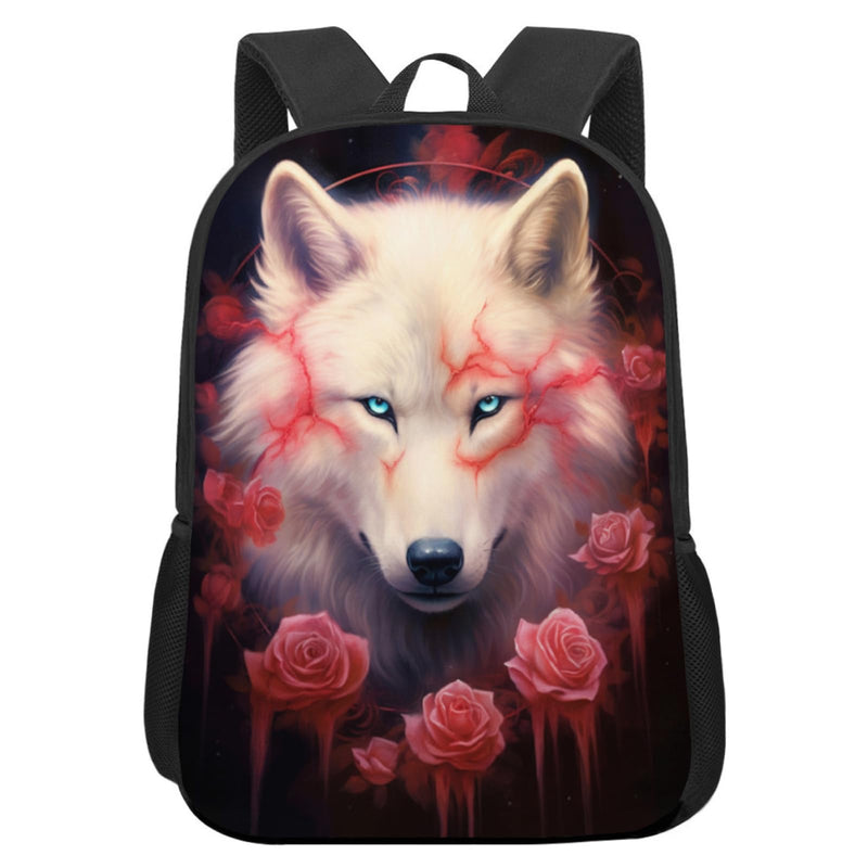 Funny Backpack Wolf Backpack Animal Aesthetic Bookbag Black Simple Modern Lightweight Backpack With Mesh Side Pocket Large Laptop Backpack