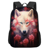 Funny Backpack Wolf Backpack Animal Aesthetic Bookbag Black Simple Modern Lightweight Backpack With Mesh Side Pocket Large Laptop Backpack