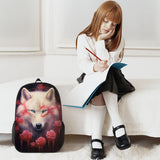 Funny Backpack Wolf Backpack Animal Aesthetic Bookbag Black Simple Modern Lightweight Backpack With Mesh Side Pocket Large Laptop Backpack