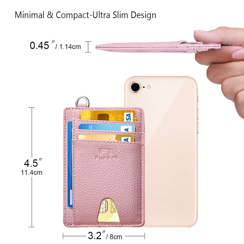 FurArt Slim Minimalist Wallet, Front Pocket Wallets, RFID Blocking, Credit Card Holder for Men - Pink