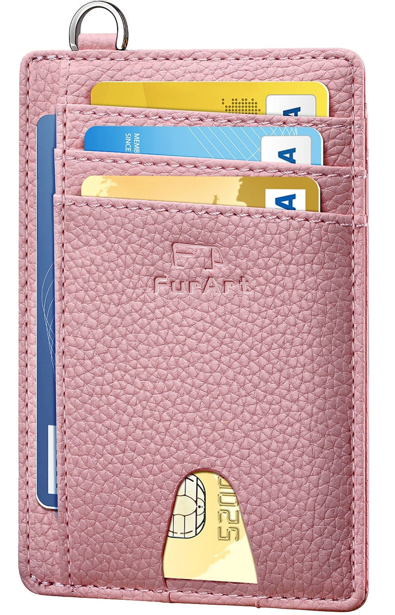FurArt Slim Minimalist Wallet, Front Pocket Wallets, RFID Blocking, Credit Card Holder for Men - Pink