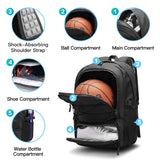 FUTURE AESTHEICS Basketball Backpack Large Sport Bag for Men，Waterproof Backpack with Separate Ball Holder Shoes Compartment，Sports Equipment Bag for Basketball，Volleyball，Soccer，Gym，Outdoor