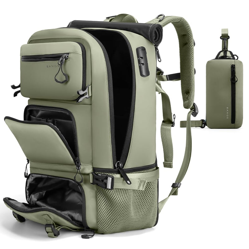 FUTURE AESTHEICS Travel backpack Carry - on Travel Backpack For Women Men Flight Approved Business Weekender Overnight Waterproof Daypack (Green)