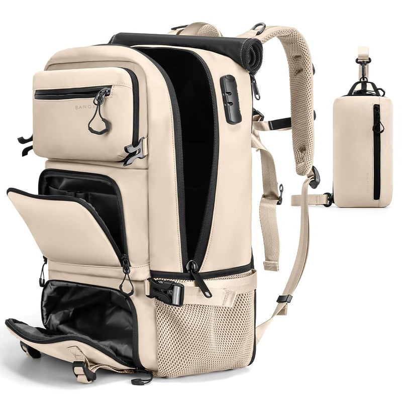 FUTURE AESTHEICS Travel backpack Carry - on Travel Backpack For Women Men Flight Approved Business Weekender Overnight Waterproof Daypack (off - white)