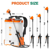 FUZOTO 4.2Gallon Battery Powered Backpack Sprayer, 45 - 90PSI Adjustable Pressure, 6 Hours Long Battery Life, Electric Backpack Garden Sprayer with 6 Spray Nozzles for Lawn, Garden, Yard