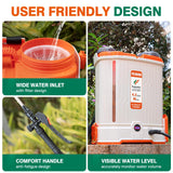 FUZOTO 4.2Gallon Battery Powered Backpack Sprayer, 45 - 90PSI Adjustable Pressure, 6 Hours Long Battery Life, Electric Backpack Garden Sprayer with 6 Spray Nozzles for Lawn, Garden, Yard